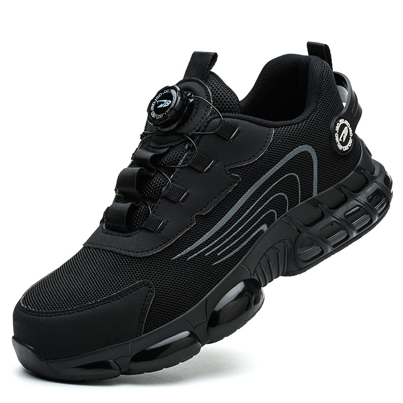 ZLMY Rotating Button Men Steel Toe Sneaker Air Cushion Shoes Man Puncture Proof Work Safety Boots Protective