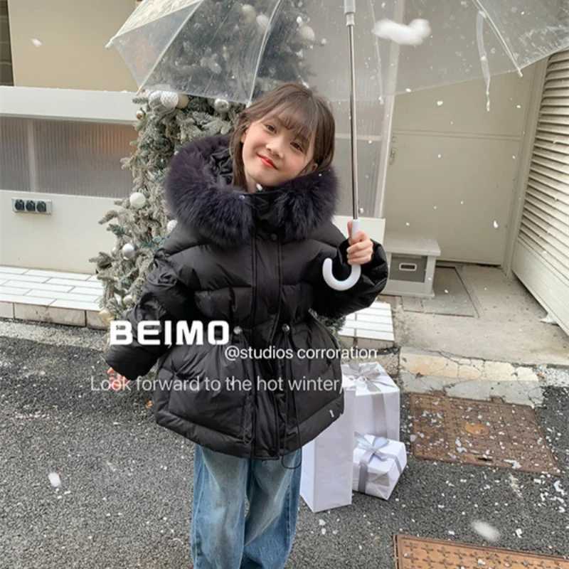 Girls outerwear windproof jacket 2024 plush winter autumn warm cotton Christmas gift childrens clothing X241115