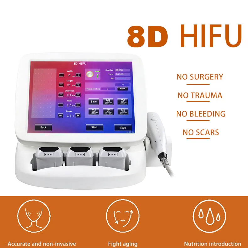 High Intensity Focused Ultrasound Accurate Anti-aging Skin Tightening Face Lifting Vmax Smas Anti-aging 8D HIFU Fat Loss Body Management Machine