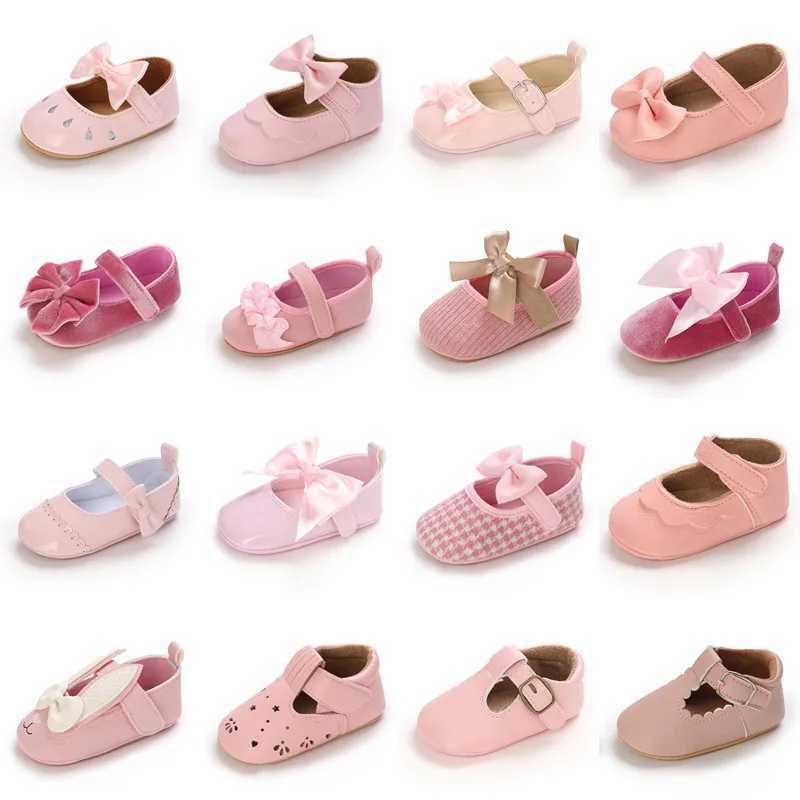 New Pink Baby Girl First Step Shoes Baby Moccasins Soft Bottom Rubber Anti slip Preschool First Step Walker Baby Boots Girl Sh W241114