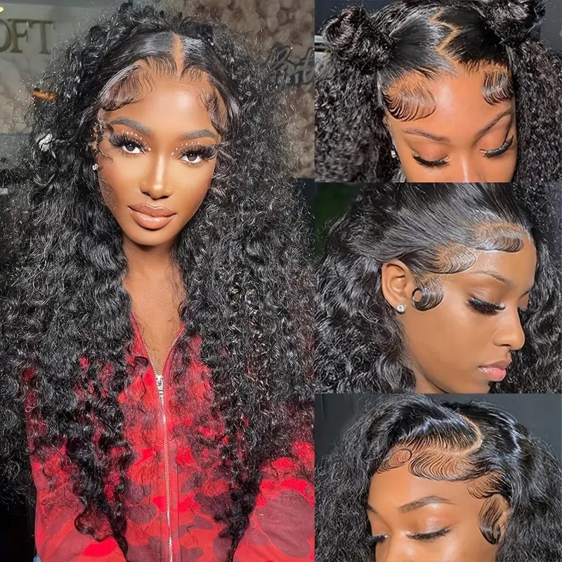 Fashionable chemical fiber full headpiece Foreign trade Africa hot sale front lace small winding tube long curly hair