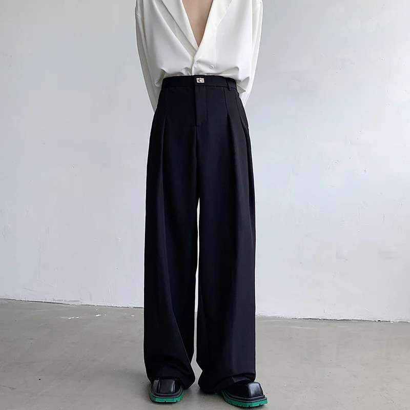 Baggy Black Suit Pants mens oversized fashion society dress pants Korean loose wide leg office formal 241115