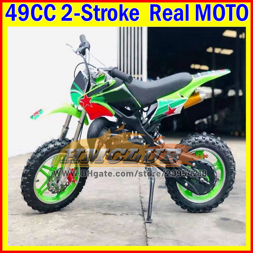 16Colors Real 49CC 50CC 2 Stroke Dirt Bike Mountain Mini Motorcycle Small Buggy Gasoline ATV Off-road Superbike MOTO Child Vehicle Motorbike Boy Girl 