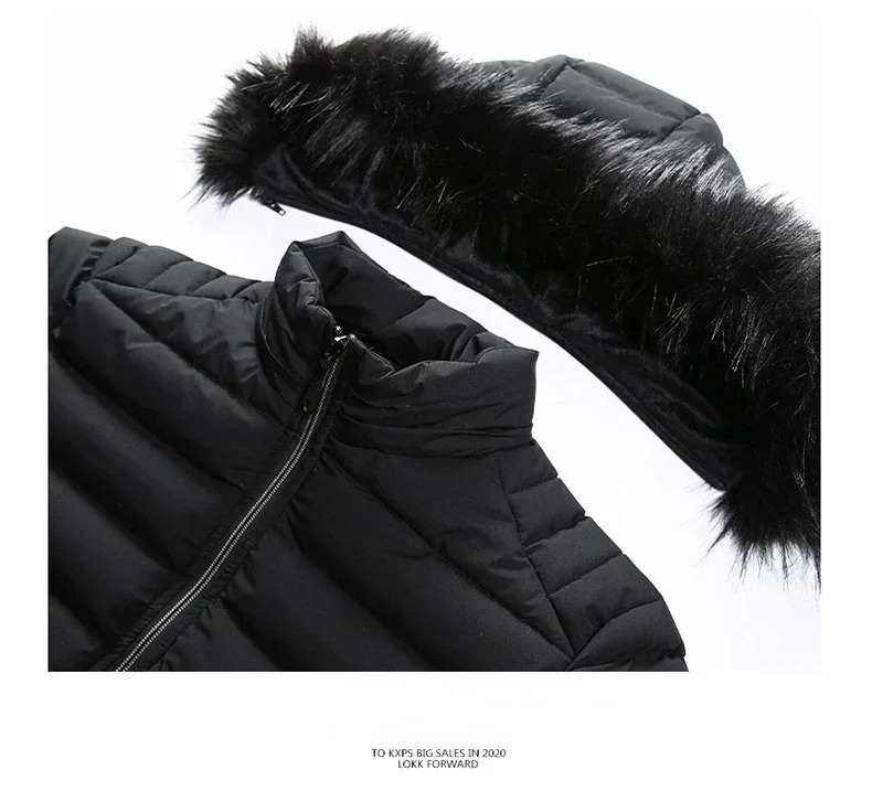 Winter Big Wool Collar Jacket Mens Fashion Splicing Thickened Warm Parkas Men Outdoor Snow Clothes Casual Hooded Padded Coat 241115