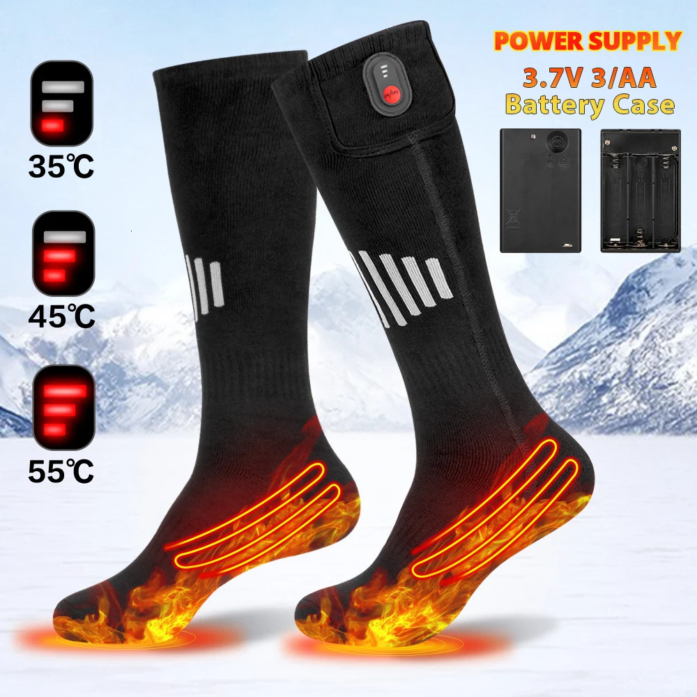 Winter Heated Socks Battery Case Thermal Socks Mens Womens Heating Foot Warmer Electric Socks Warm Sock Cycling Ski 241115