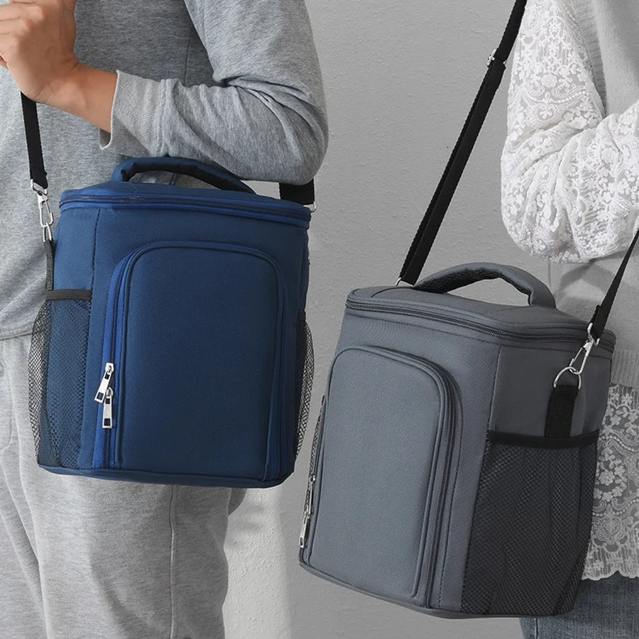 2025 new ISKYBOB Men Reusable Lunch Box With Adjustable Shoulder Strap Outdoor Oxford Cloth Large Capacity Insulation Bag 240415 zhanyishengli
