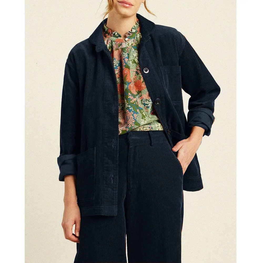 AutumnWinter Corduroy Set Two Piece Simple Business Womens Trouser Elegant Clothing 241115