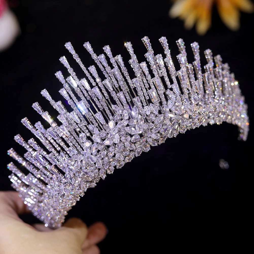 ASNORA Cubic Zirconia Crown Tocados Para Cabello Novia Bridal Head for Wedding Accessories CZ Tiara 241115