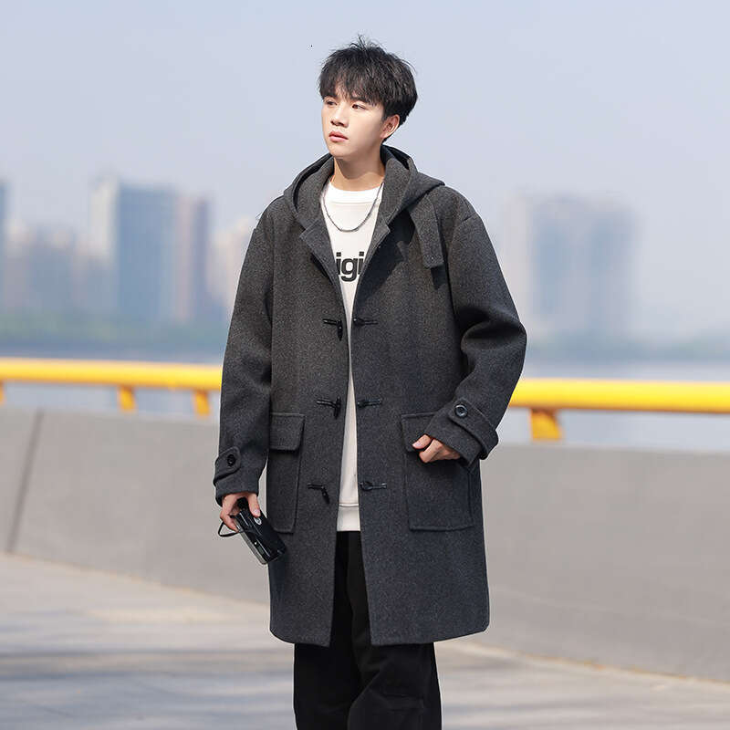 2025 Autumn And Winter Trend Versatile Casual Cool Loose Windbreaker Medium Long Woolen Coat For Men