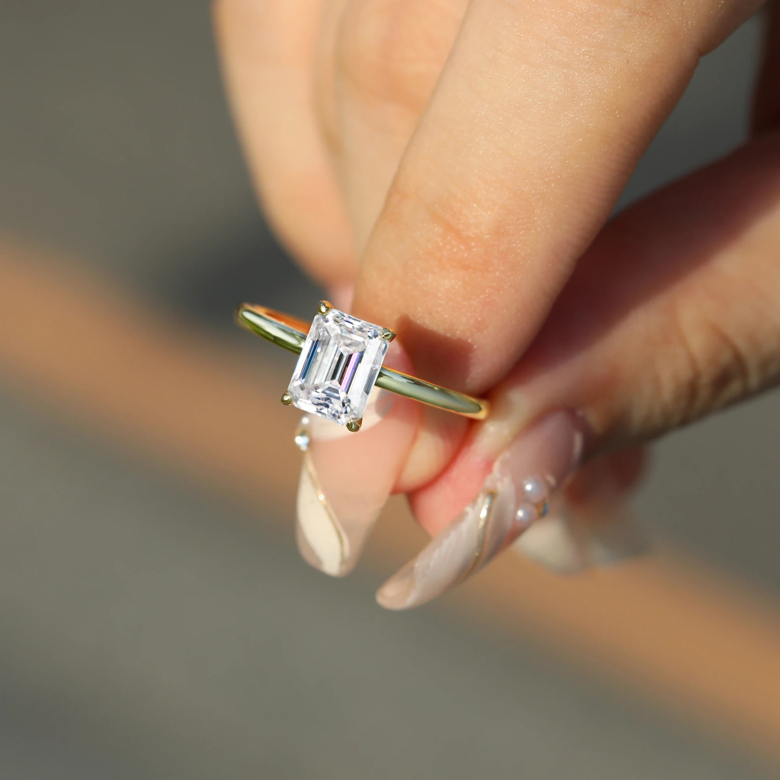 Unique Natural 1ct 2ct 3ct Ring 925 Pure Silver Jade Female Cutting Ring Card Gold Plated Wedding Jewelry 241114