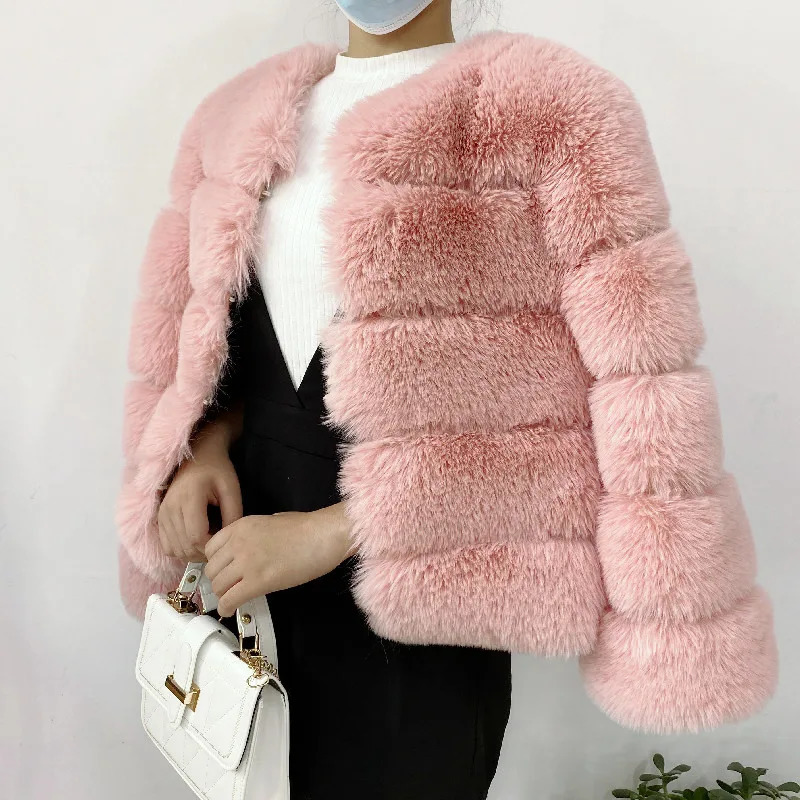 2024 Women Faux Fur Coat Autumn Winter High Quality Fluffy Short Jacket Ladies furry Fashion Tops 241115