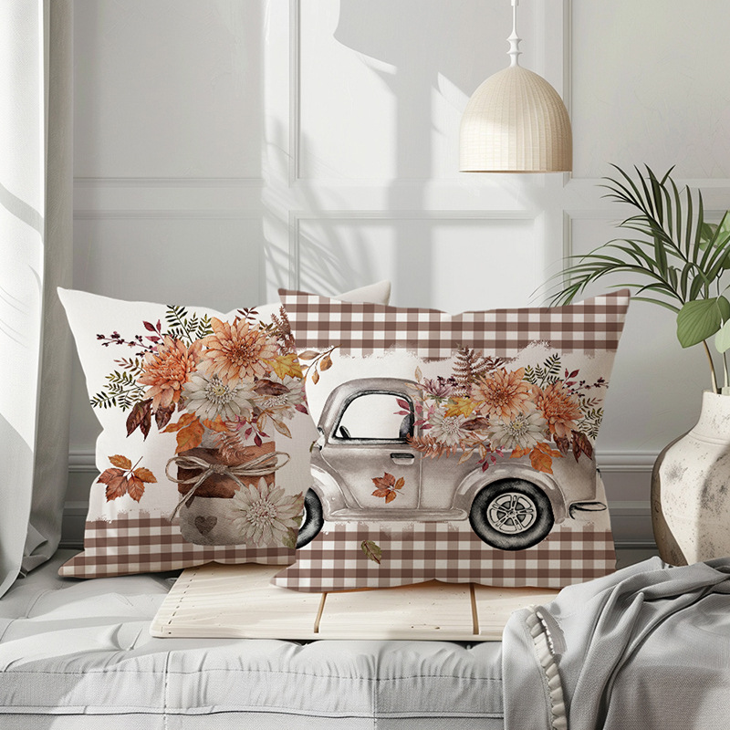 Throw Pillow Covers Spring Summer Garden Flowers Farmhouse Outside Furniture Bench Chair Decorative Cushion Cases 18x18 inch for Swing Deep Seat Bed C