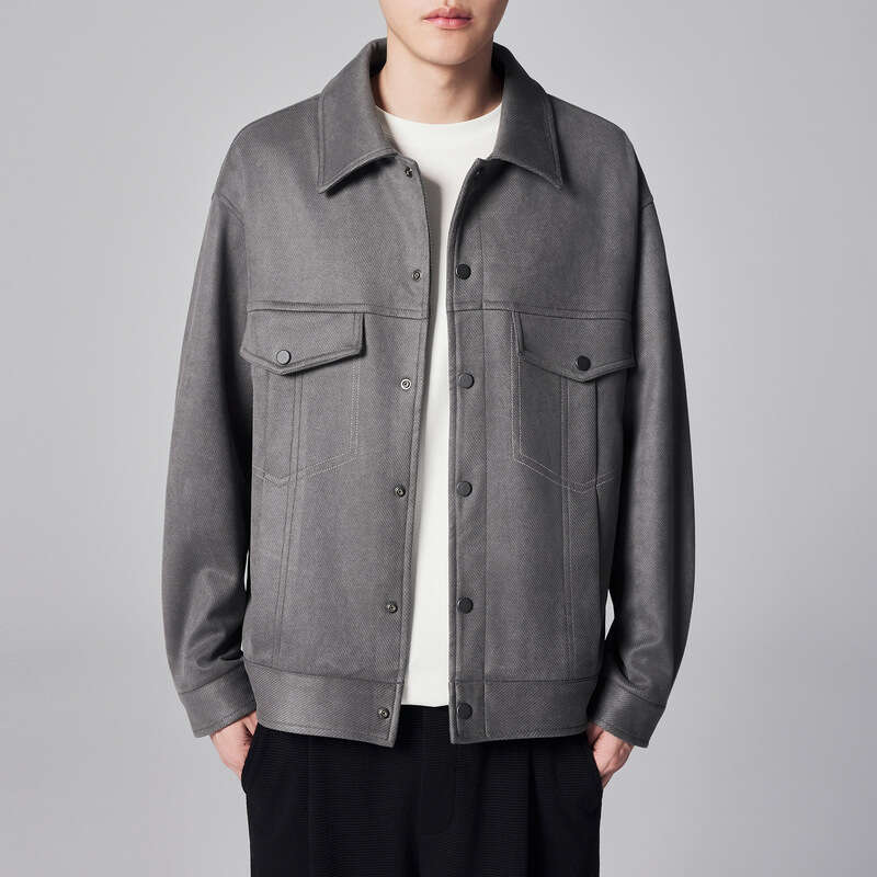 Momaike Imitation Suede Executive Jacket For Men 2024 Autumn New Collection Men's Coat 81210