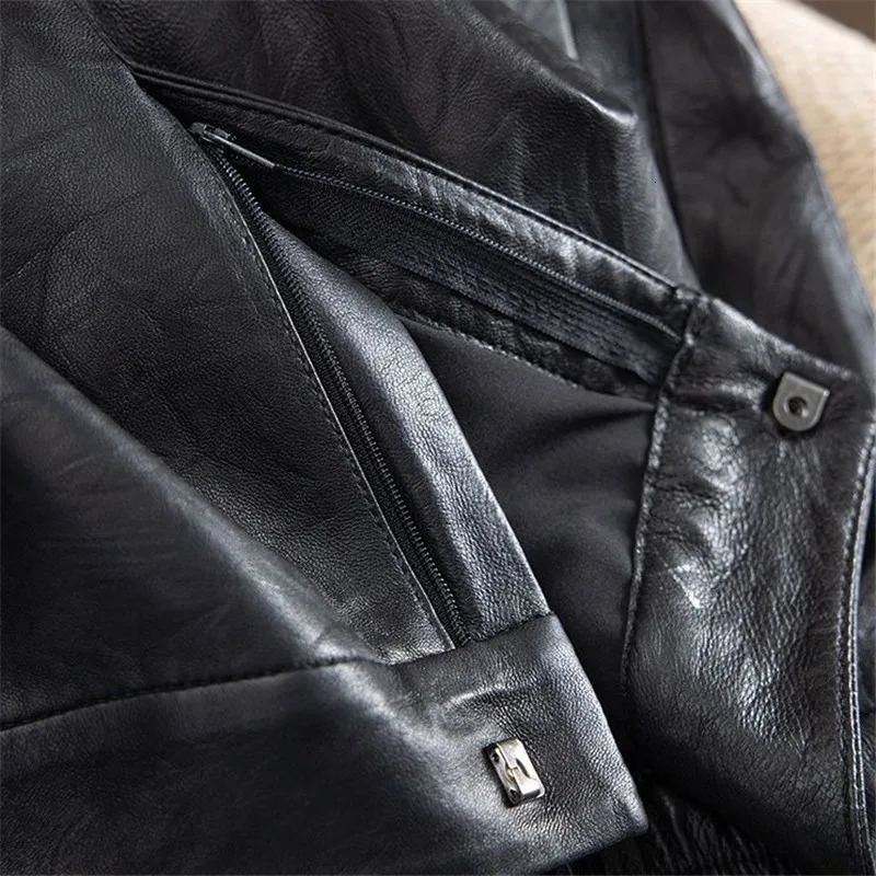 Limiguyue Street Wear Black PU Leather Pants Womens Pocket Elastic Waist Light Retro Autumn Winter Ankle Length Trouser E343 241115