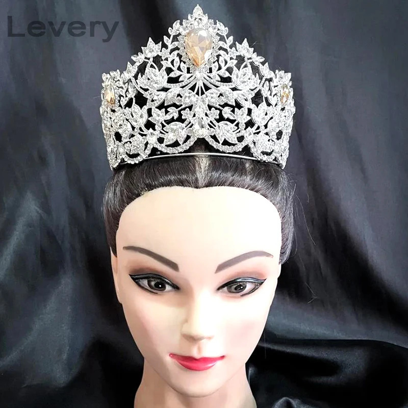Levery Miss Universe Power of Unity Crown Clone Rhine Stone Ornament Large Crown Adjustable Bridal Wedding Party Big Crow 241114