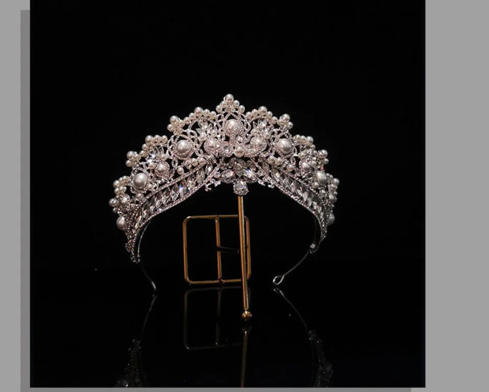 Bridal Crown Headpiece for Wedding Headpiece Princess Crystal Pearl Crown for Female Bridal Headpiece 241115