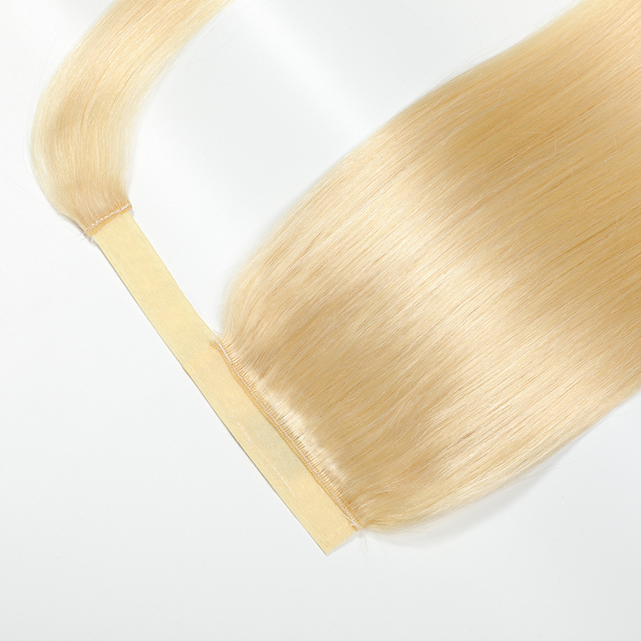 Peruvian Human Hair Silky Straight Hook& Loop Magic Ponytail 10-26inch Natural Color 2# 4# P4/27 Piano Color