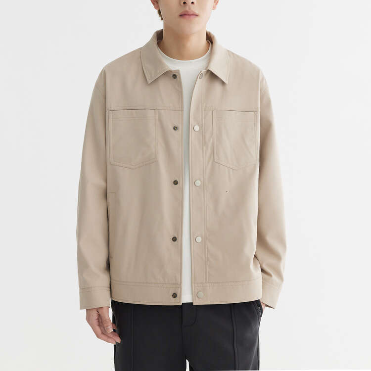 Wuge Solid Color Simple Basic Lapel Men's 2024 Spring New Style Trendy Versatile Casual Jacket Men