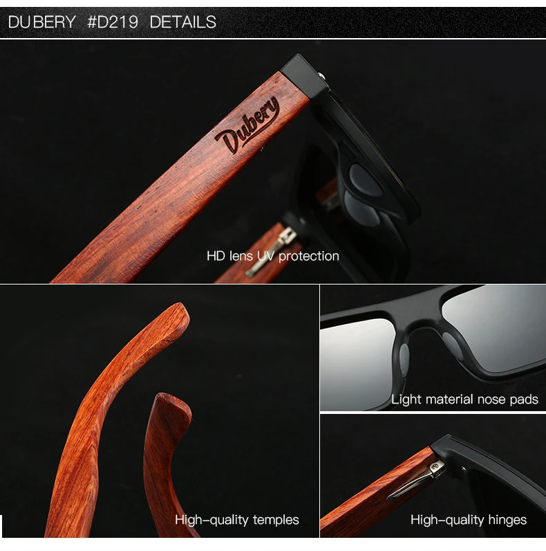 DUBERY Natural Wood Sunglasses Mens Polarized Fashion Sunglasses Natural Wood Oculos De Sol Masculino 219 241114