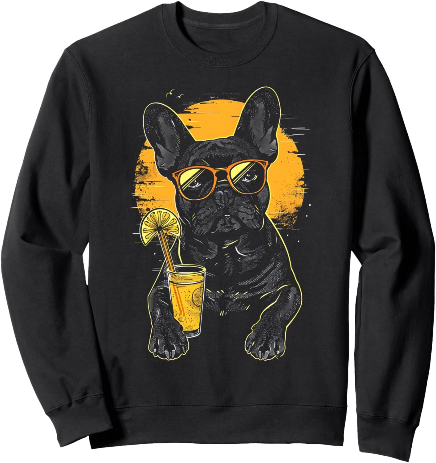 Long Sleeve Shirts for Men sweatshirt French Bulldog Summer Sunglasses Beach Vacation Lemonade Dog Sweatshirt T shirt Tee Streetwear Casual tops cloth