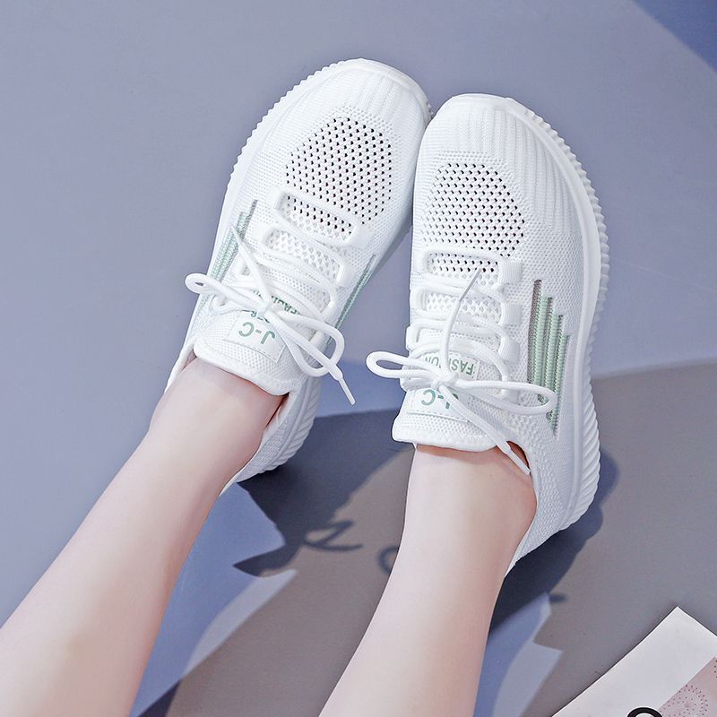 Women's white casual summer breathable sports women's lightweight and comfortable soft soled mesh shoes