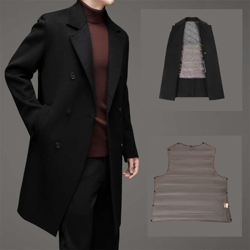 Autumn And Winter Business Commuting Double-Sided Woolen Mid Length Casual Suit Collar, Middle-Aged Coat, Trendy Men's New Style