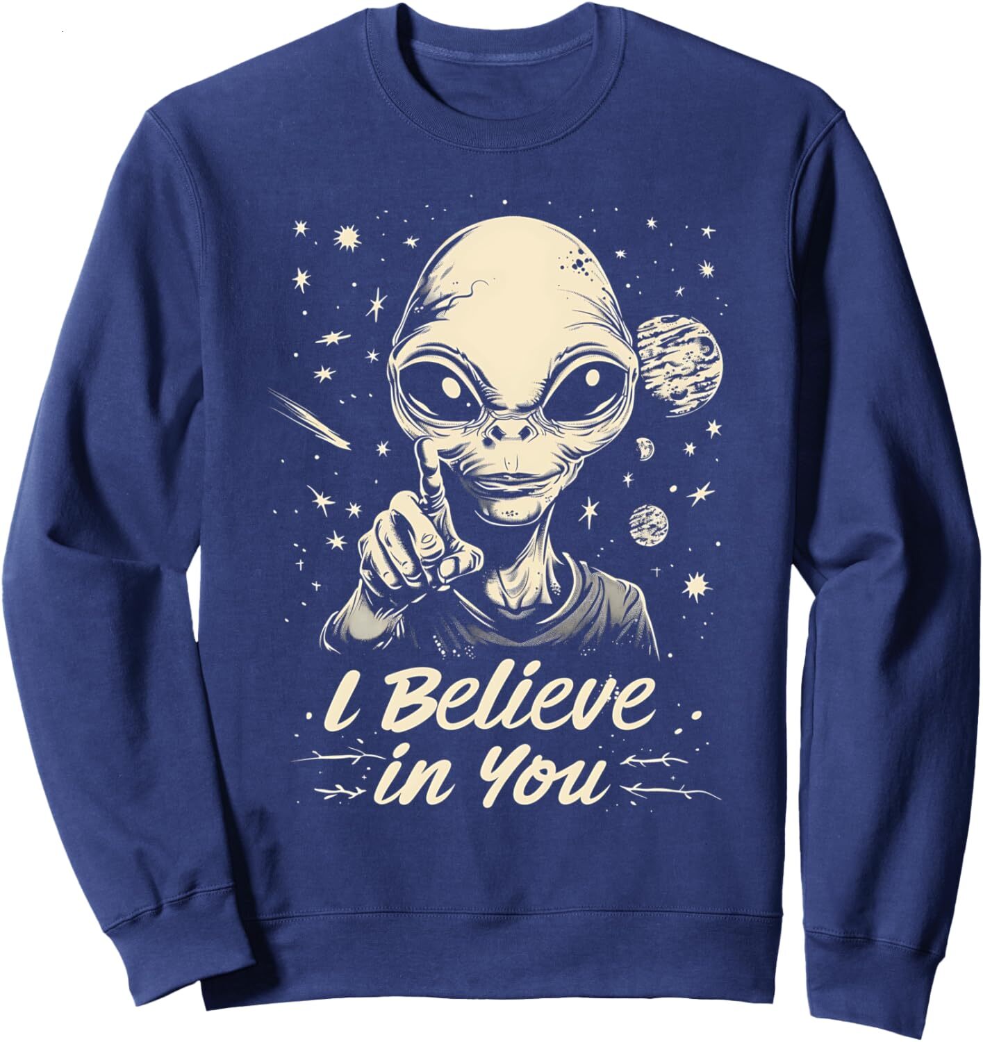 Long Sleeve Shirts for Men sweatshirt Alien Believe Space Galaxy Planets UFO Funny Gifts Graphic Sweatshirt T shirt Tee Streetwear Casual tops clothes