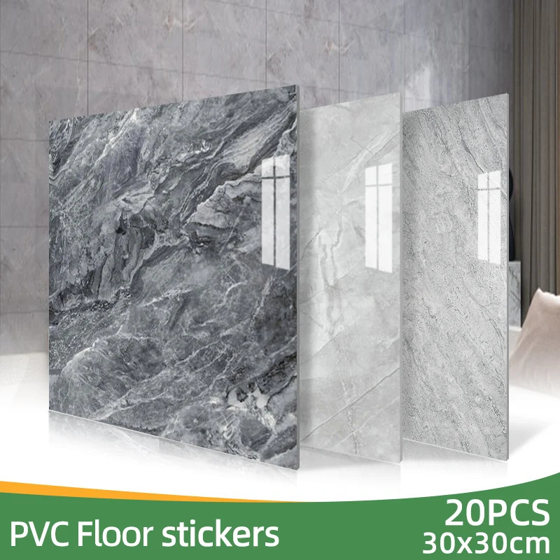 20pc of PVC Marble Floor Stickers Selfadhesive Wall Waterproof Bathroom Living room Moden Decoration Decals 241115