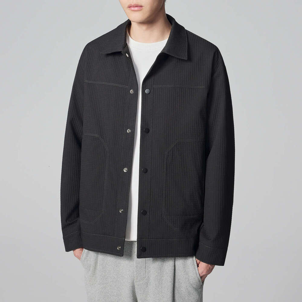 Mokaike Plaid Texture Workwear 2024 Autumn New Simple Lapel Men's Jacket 81220