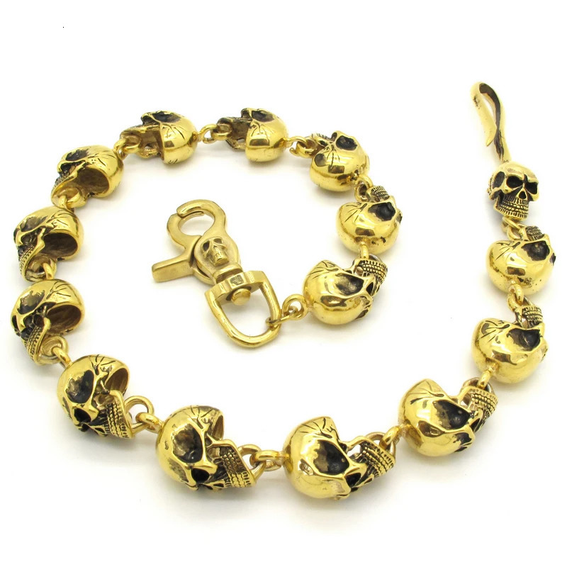 Cool Mens Skulls Linked Heavy duty Solid 316L Stainless Steel Belly Chain Punk Rock Bike Jean Chain 3 Colors 241115