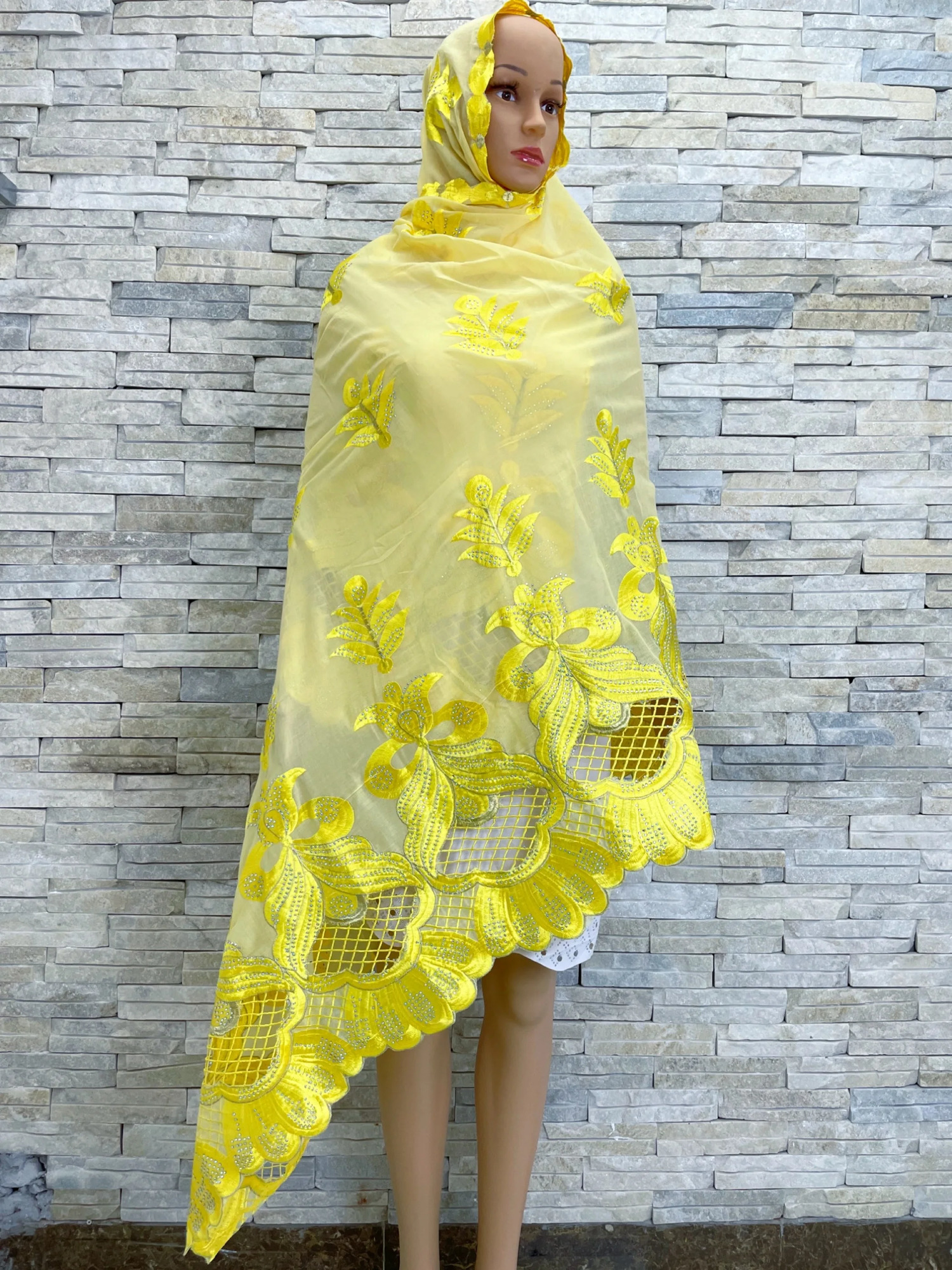Spring Dubai Scarf For Muslim Women African Cotton Hijab Islam Hijab Pashmina Turban Headscarf Embroidery Shawls DR047 240402