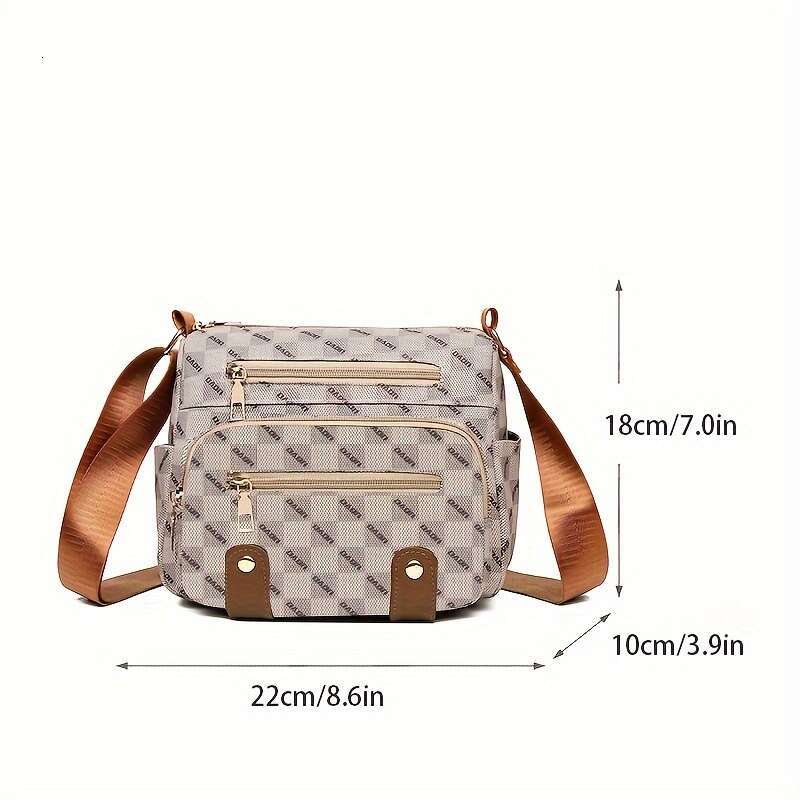 Trendy Plaid Crossbody Bag with Multiple Pockets - Chic Studded Design & Durable Faux Leather for Everyday Style