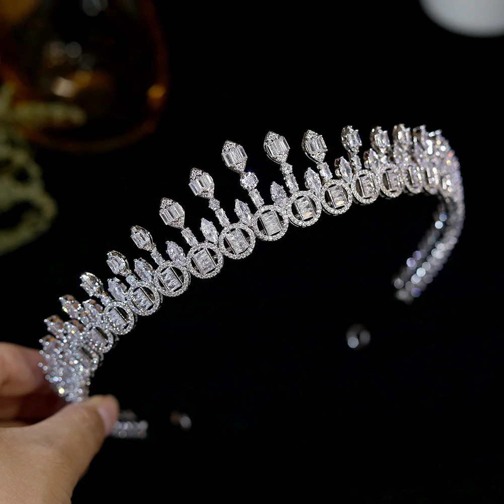 crystal headband Fascinato bridal wedding crown jewelry women CZ long hair accessories bridesmaid gifts 241115