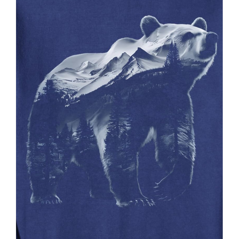 Long Sleeve Shirts for Men sweatshirt Mountain Wildlife Grizzly Bear Forest Nature Lover Graphic Sweatshirt T shirt Tee Streetwear Casual tops clothes