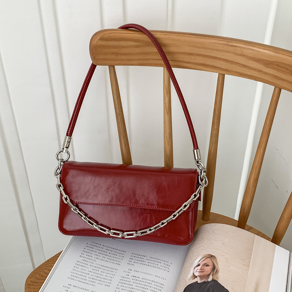 Handbag For Women Chain Retro Soft Leather Underarm Armpit Bags Solid Color Ladies Shoulder Bag dddmymoon