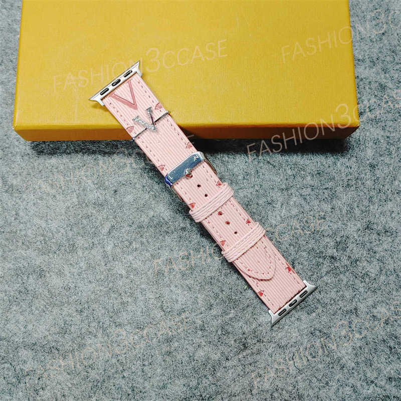 Luxury Watch Band Designer Diamond Clip Applewatch Bands Genuine Leather Buckle for 38mm 40mm 41mm 42MM 44MM 45mm 49mm 4 5 6 7 8 9 Ultra Brown Flower Bracelet 2I5A