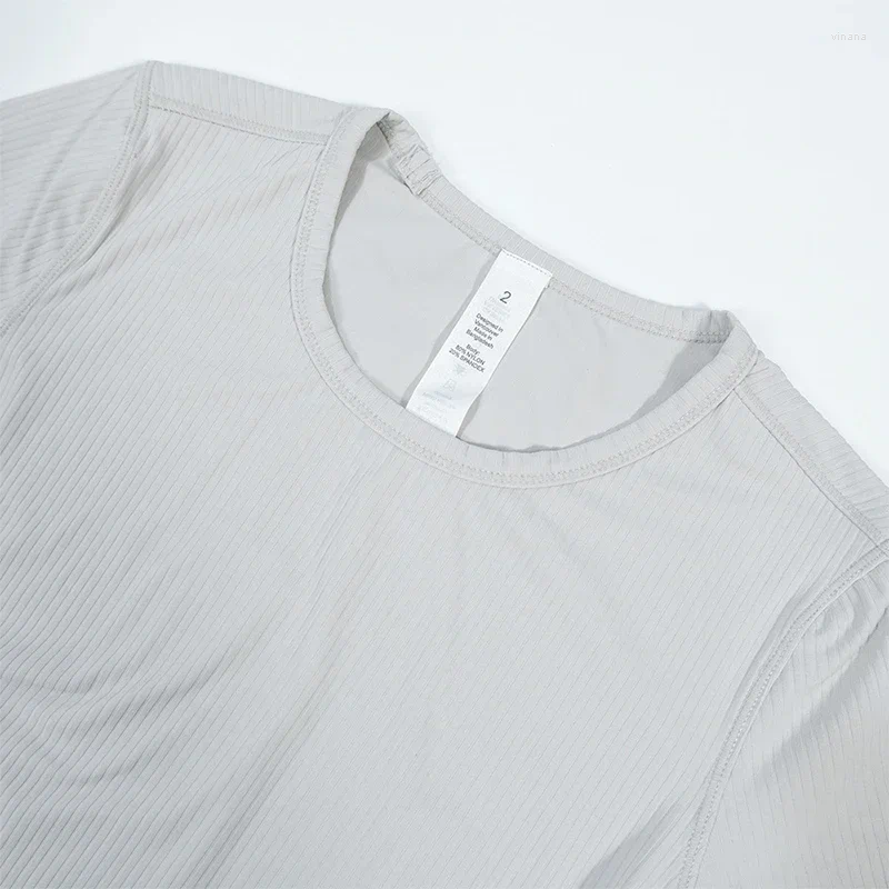 Active Shirts Ribbed Tight Shirt Sexy Waist Shaping Short Sleeve Cropped Top Women Gym T-shirt Breathable Yoga Clothes For Summer