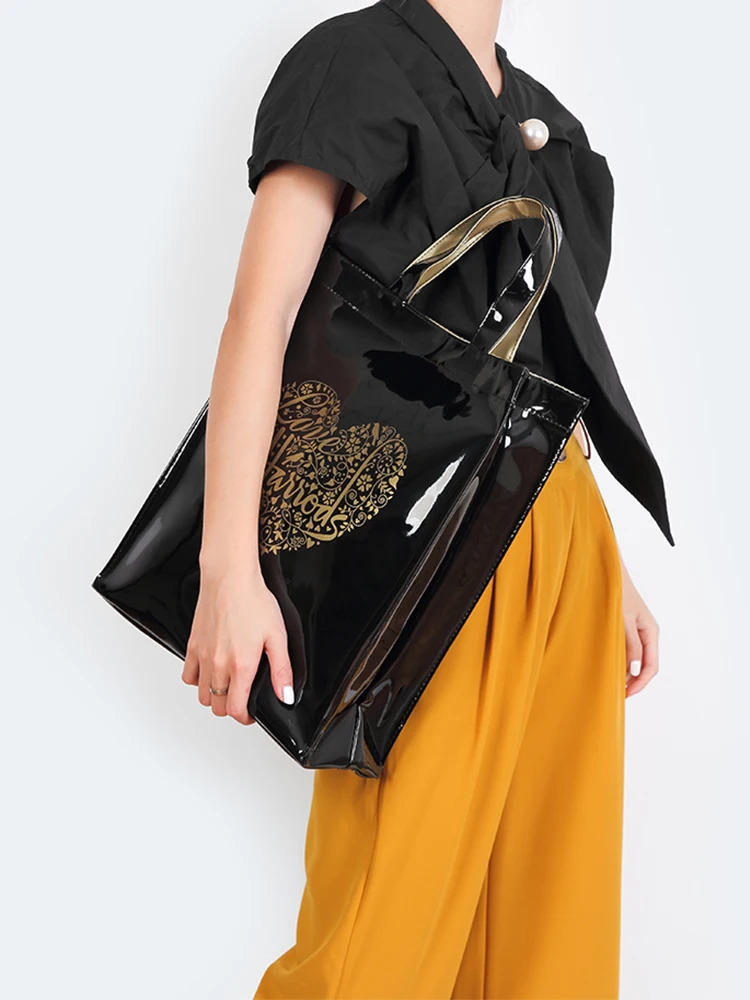Simple Stylish PVC Reusable Shopping Purses Eco Friendly Tote Shopper Bag Large Waterproof Summer Beach Handbag 241115