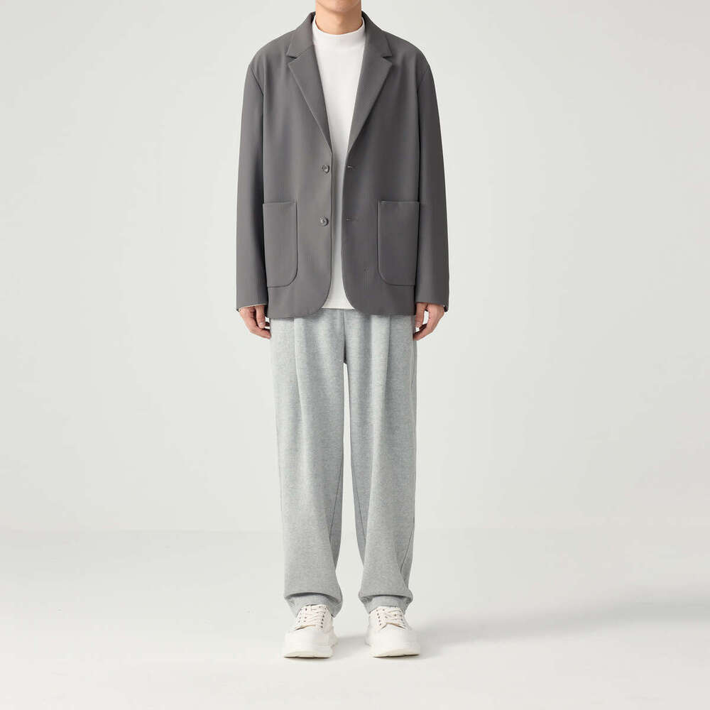 Momaike Simple Solid Color Casual For Men 2024 Autumn New Light Business Men's Suit Coat 80901