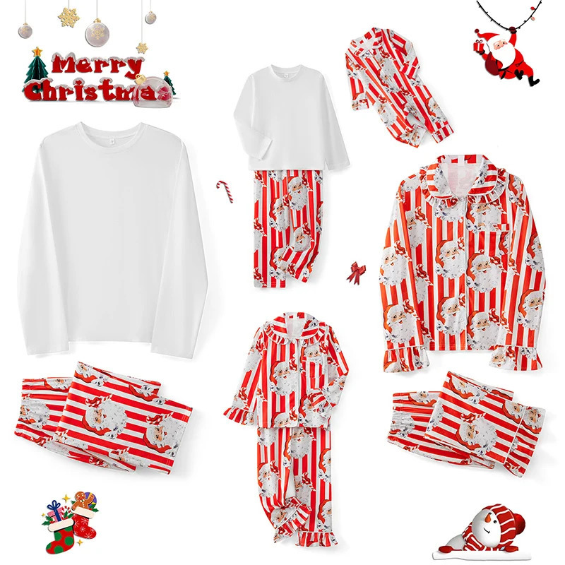 Hirigin Women 2 Piece Satin Christmas Pajamas Set Holiday Print Long Sleeve Sleepwear Santa Button Down Family Matching Pj Set 241115