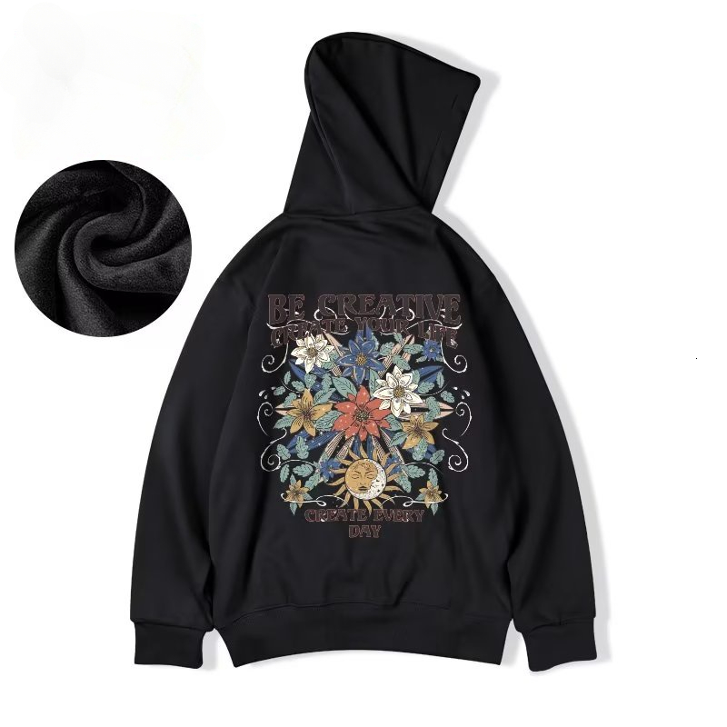 Designer's new M-8XL men's hoodie with American sun and moon pattern, oversized loose hoodie, student style large hoodie