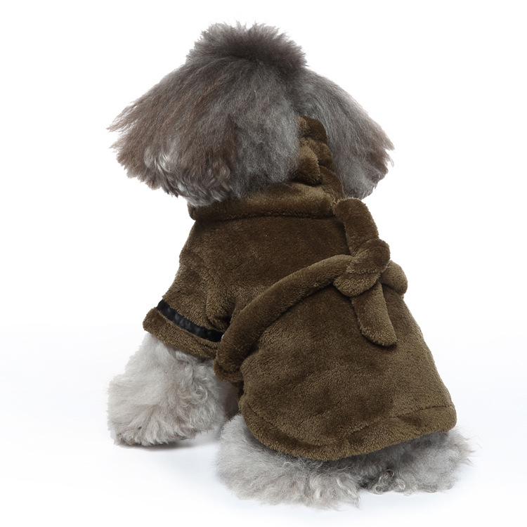 Velvet Dog Pajamas with Hat Dog Sweater Fuzzy Plush Onesie Soft Cat Apparel Pet Clothes Winter Outfit Doggy Pjs Puppy Jumpsuit for Small Dogs Cats