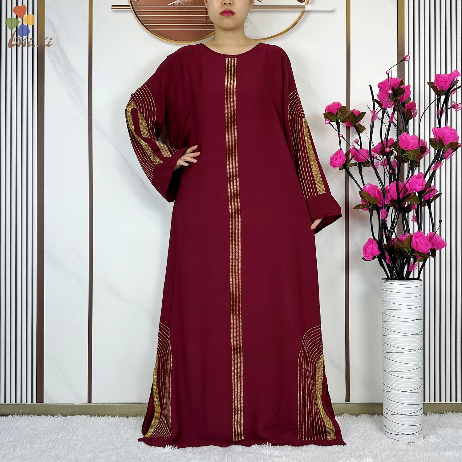 Latest African Fashion Abaya Gold Dia Weight Loss Dress Kaftan Robe Muslim Womens Long Sleeve Clothing 241111
