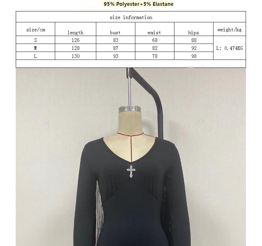 Basic & Casual Dresses Women's Gothic Retro Dark Tassel Waist Side Slit Dress