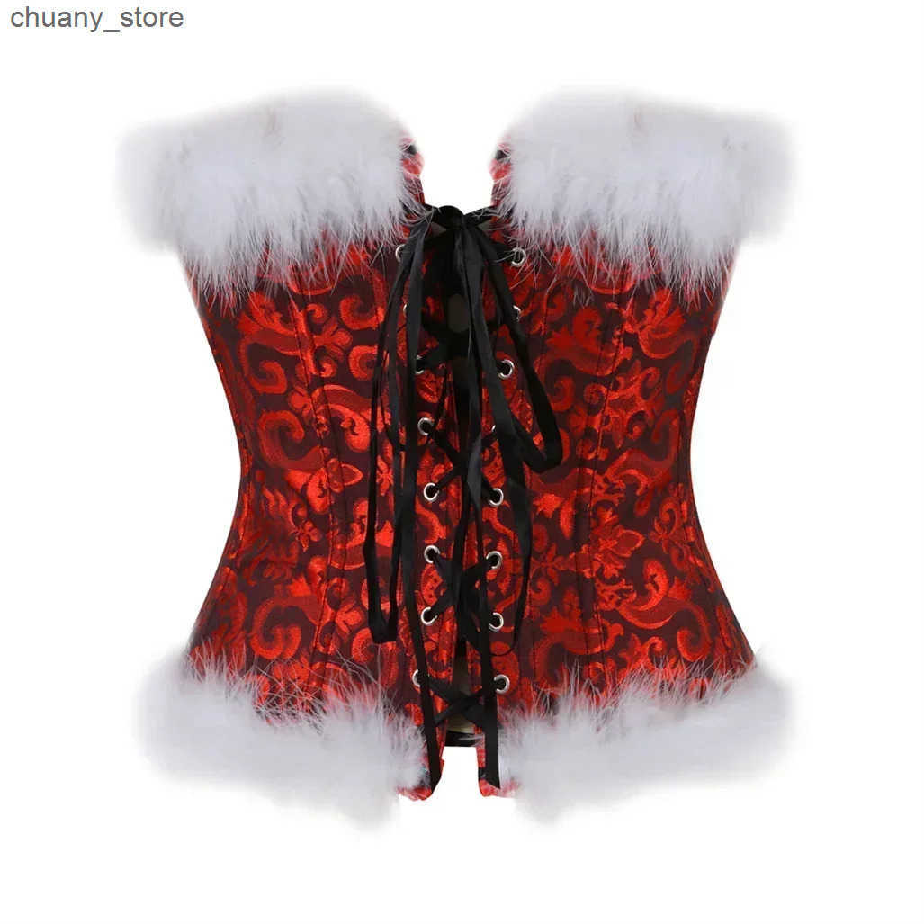 Belts Christmas Corset for Women Halloween Bustiers Feather Corsets Gothic Party Night Corsage Korsett Burlesque Costumes Plus Size L240910