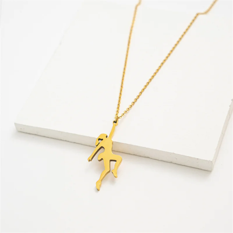 10PCS Goddess Of Rock Climbing Mountain Girl Necklace Stainless Steel Boy Hero Climber Humanoid Pendant Clavicle Choker for Hiking Outdoor Travel Extr