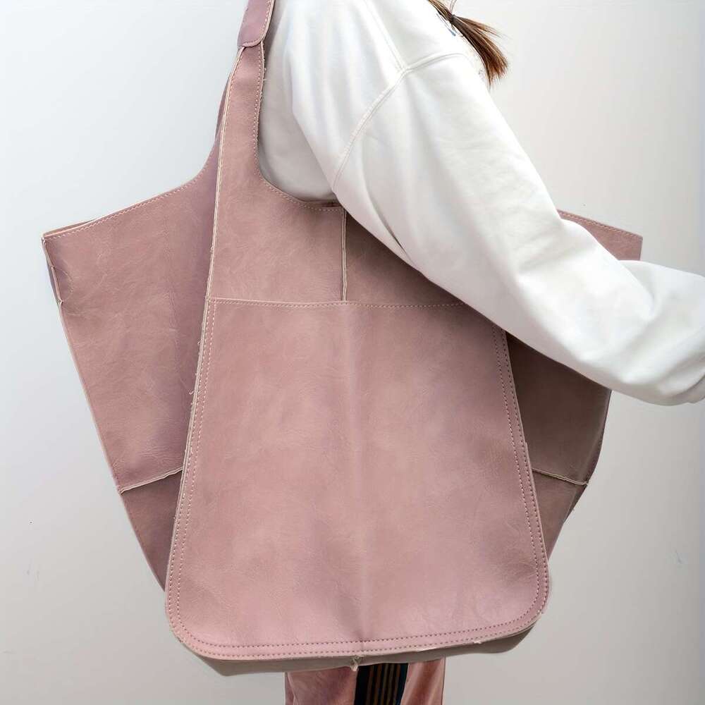 urious Retro Big Tote Spacious Solid Color Zipper Shoulder Bag with Multifunctional Design, Sturdy Handbag Daily Use - Ideal for Work, School, Travel,