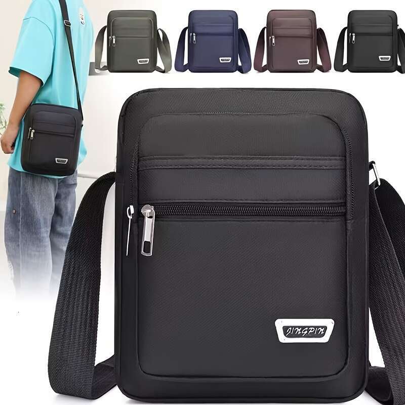 Large Capacity Multi-Layer Waterproof Cross Body Bag Spacious, Stylish, Practical Men Women - Ideal for Business, Travel, and Daily Use with Random Pu