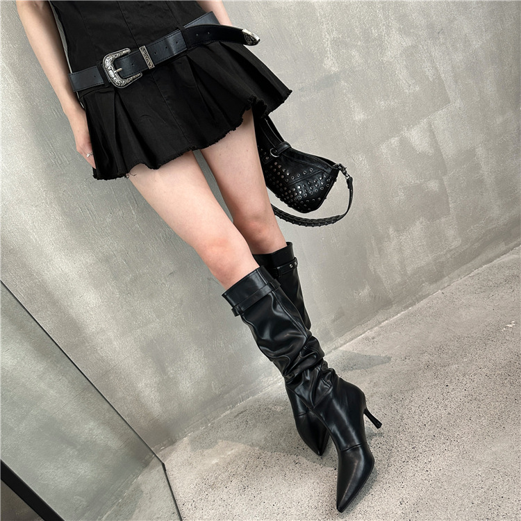 Women's Versatile Autumn/Winter Pointed Thin Heel High-heeled Boots.