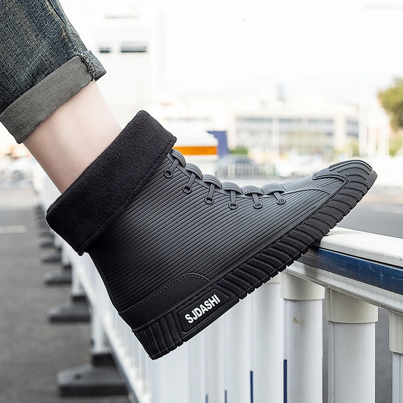 Men Women Rain Boots Mid-calf And Ankle Waterproof Shoes Lining With Fleece Warm Anti-slip Wear-resistant Outdoor Winter 241114